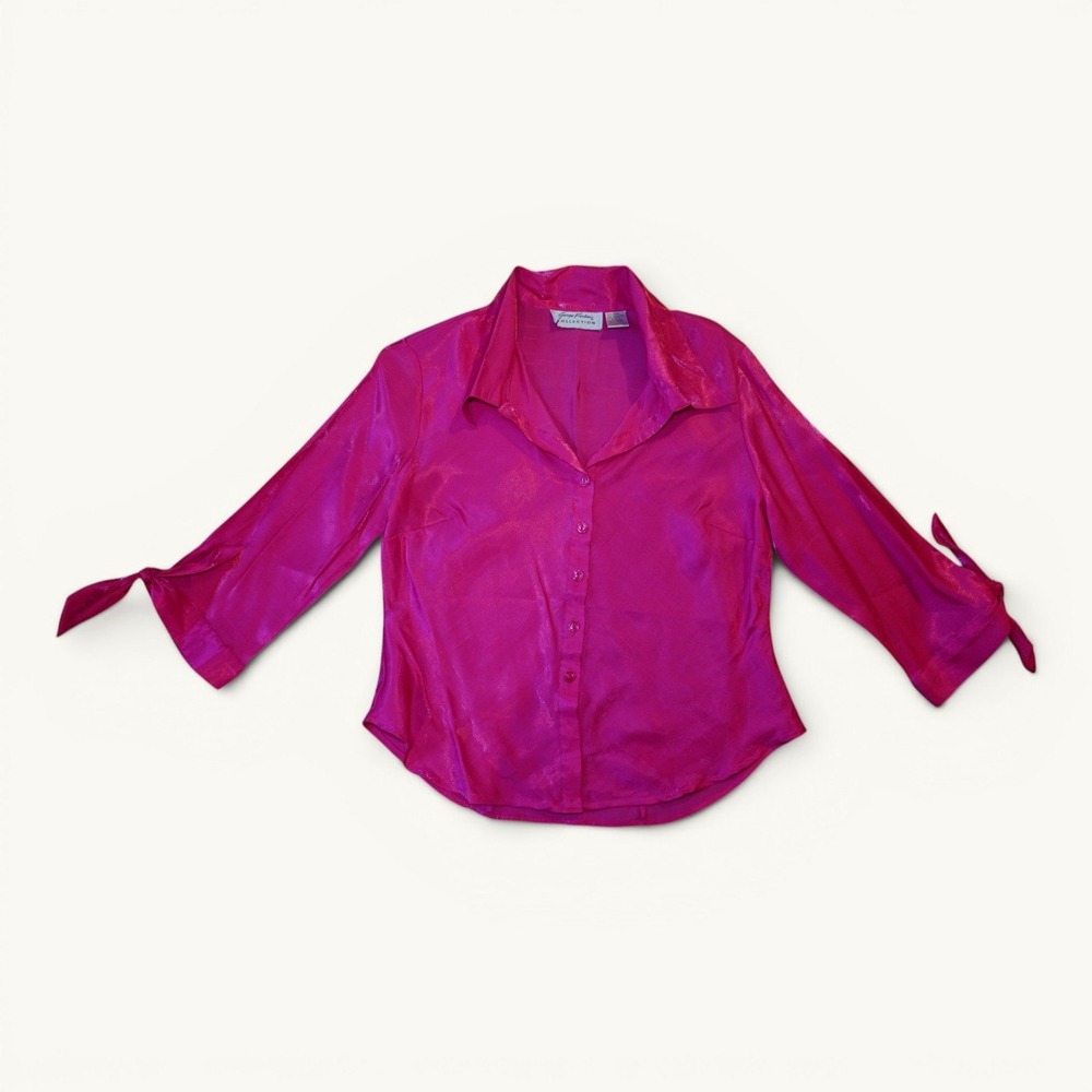 Giorgio Fiorlini Hot Pink Sheer Button Blouse L